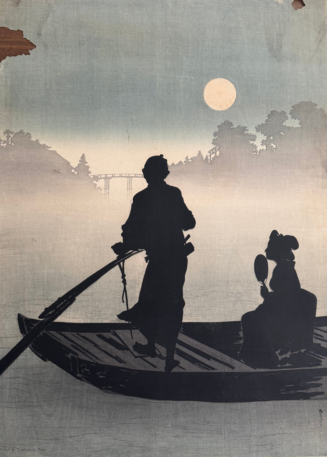 【真作保証】新井芳宗（2代目　歌川芳宗）　特大木版画　６７×４９ｃｍ