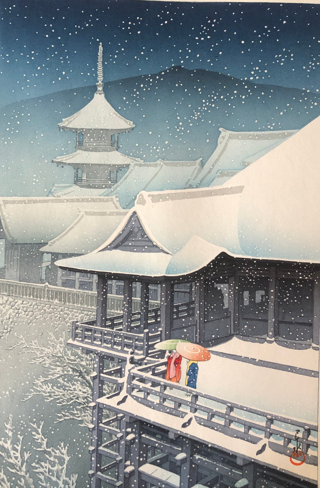 【Guaranteed genuine】 KAWASE HASUI  Kiyomizu Temple-Kyoto, 1932, Ask Stocks