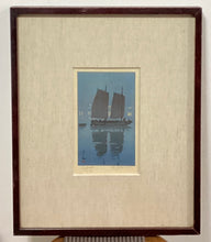 画像をギャラリービューアに読み込む, 【真作保証】吉田博　帆船  小判
