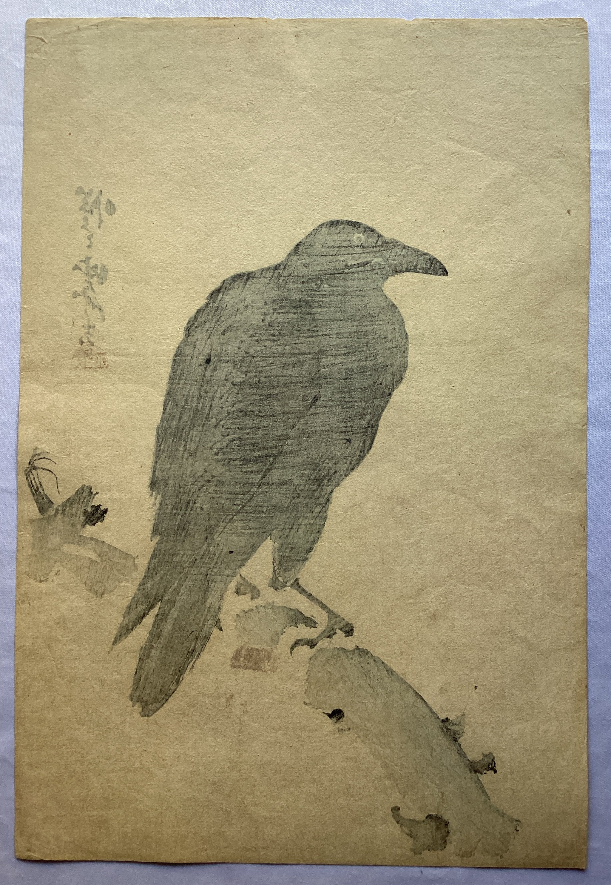 真作保証】暁斎 カラス Kawanabe Kyosai Japanese woodblock print