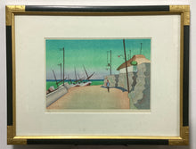 画像をギャラリービューアに読み込む, 【真作保証】牛島憲之　伊豆の漁村
