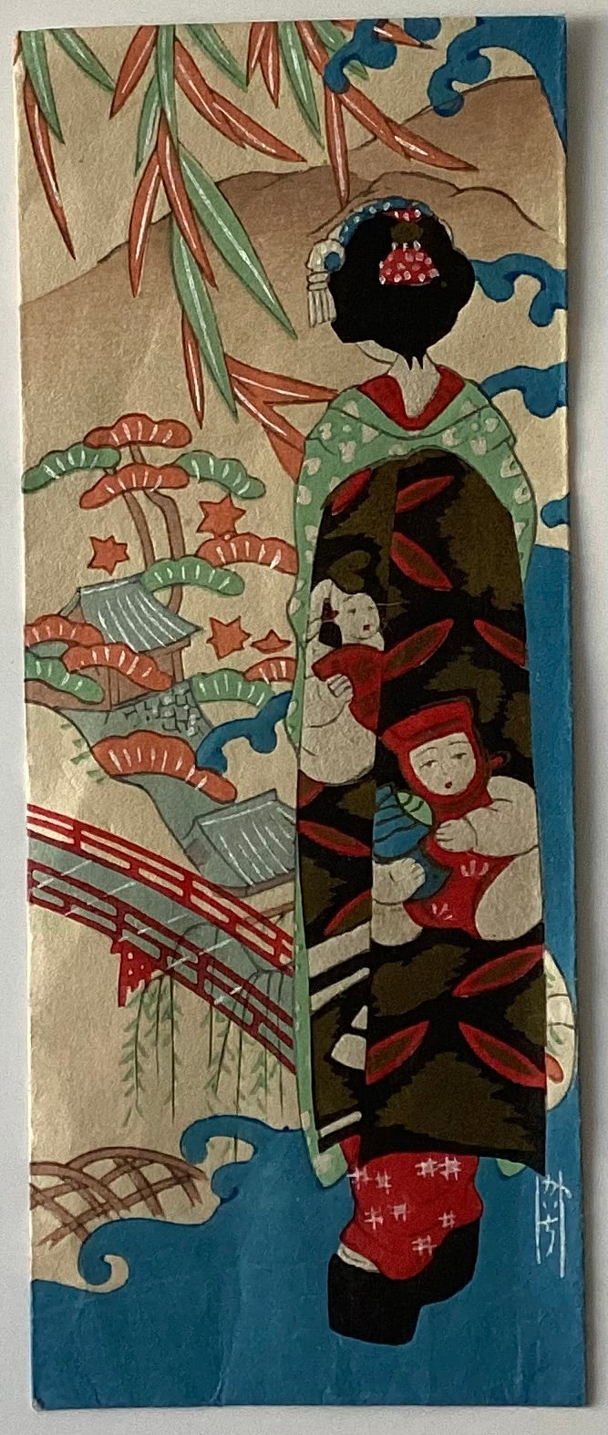 真作保証】小林かいち 絵封筒 Kobayashi Kaichi Japanese