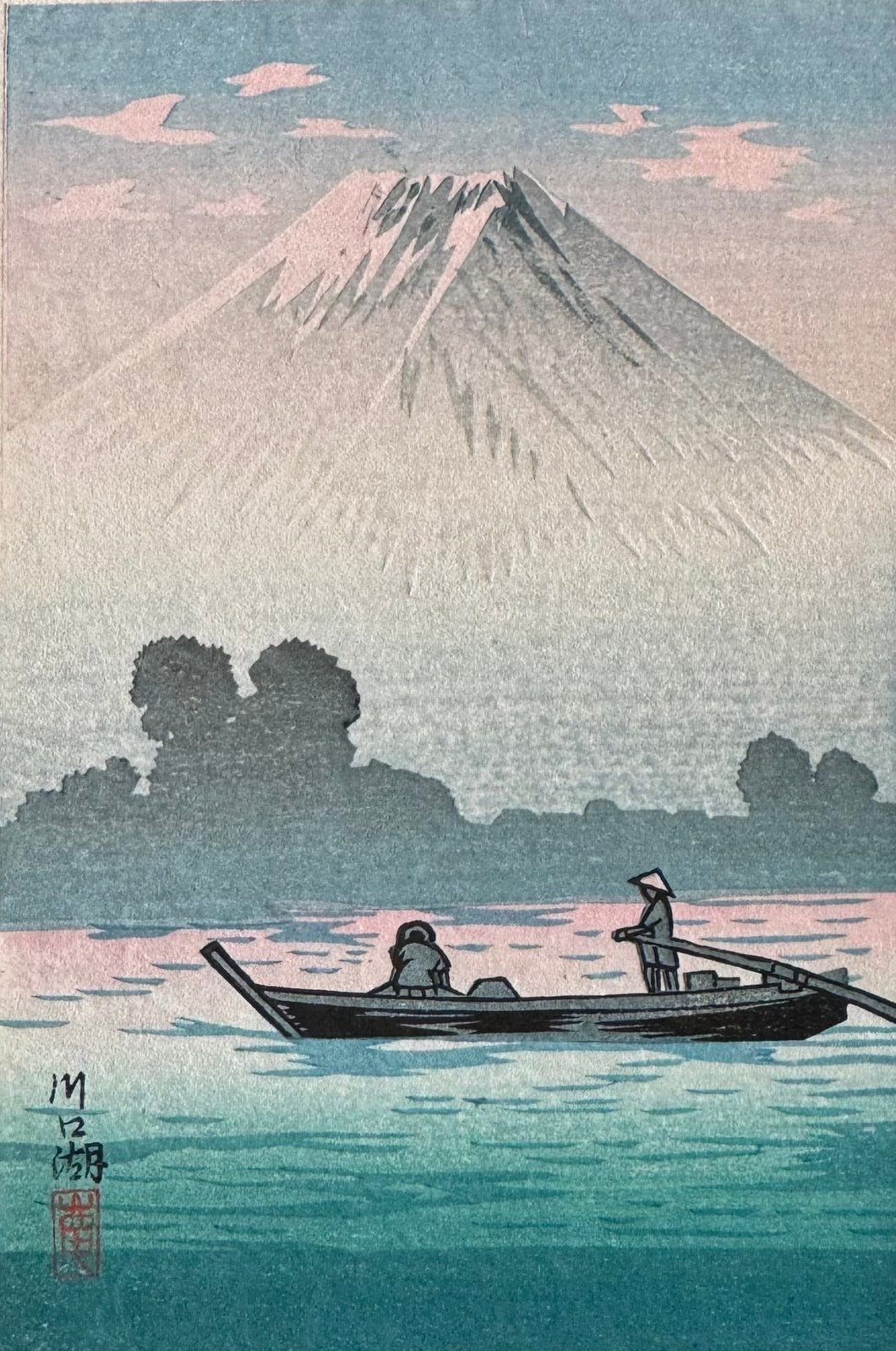 【真作保証】河口湖　作者不詳 小判