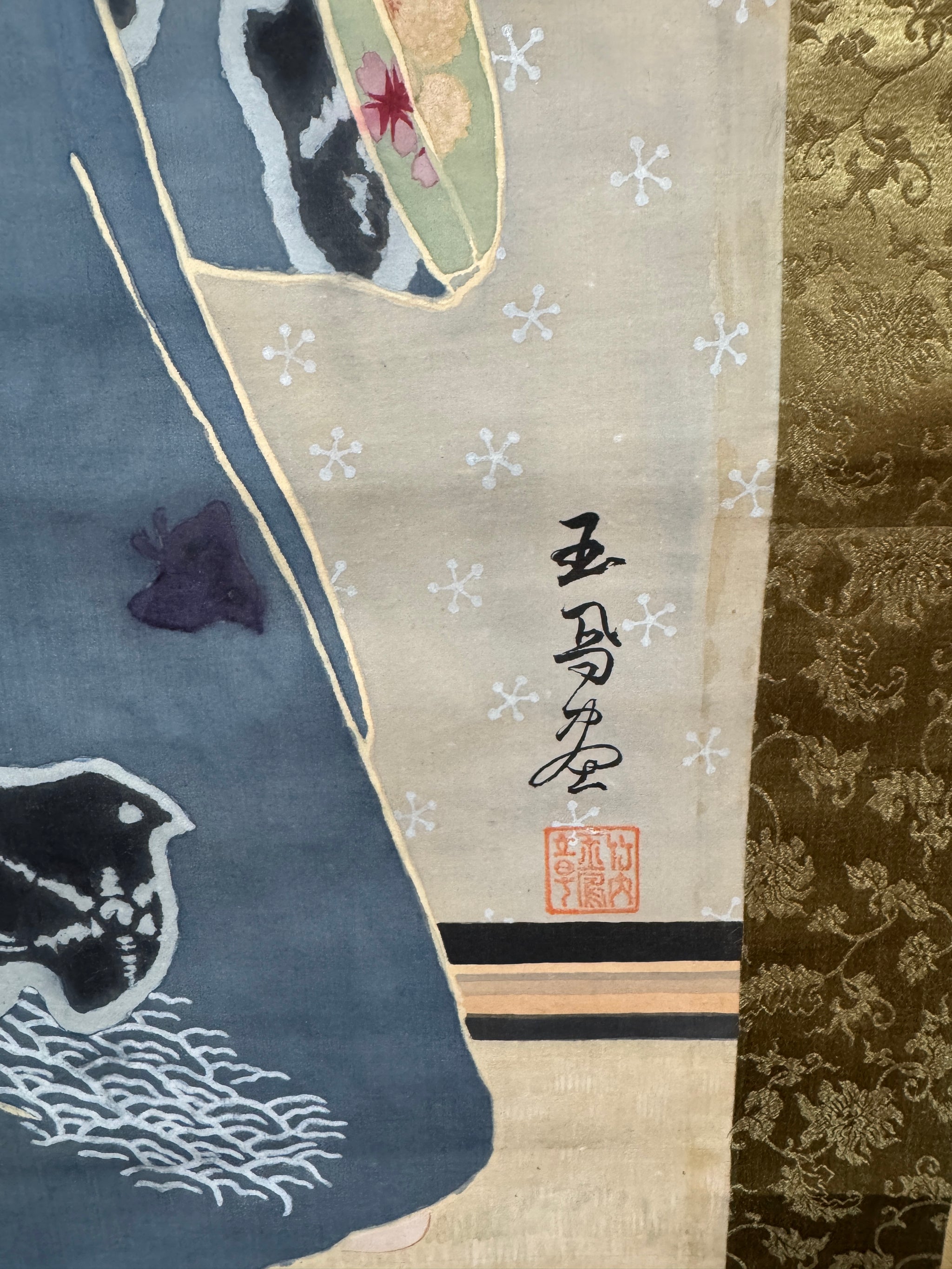 掛け軸 普門暁 作 『 人生 』 紙本 希少 未来派 前衛美術 掛軸 美品