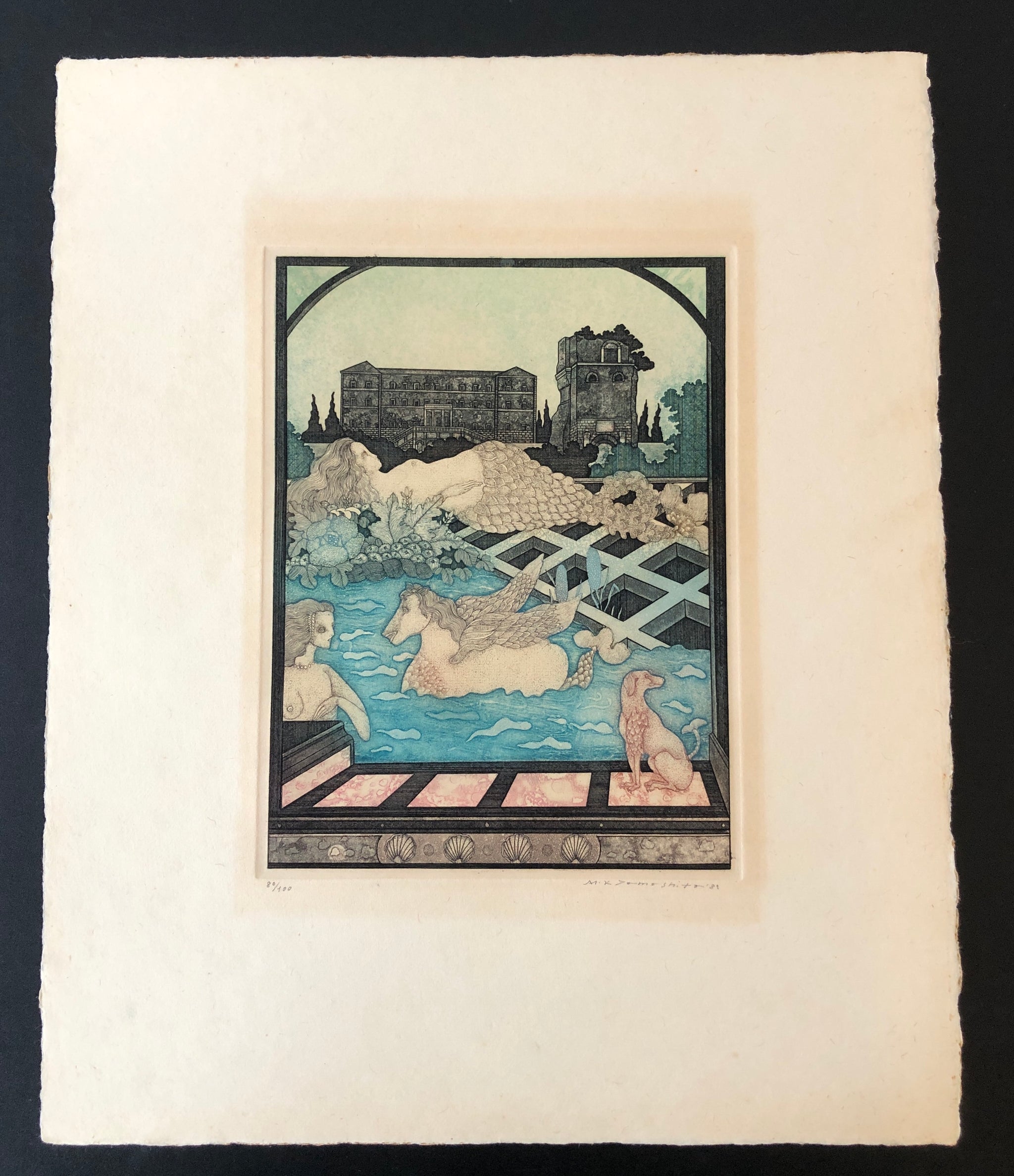 額絵　銅版画　女性　エッチング　山下清澄　R1743 真作】昭和レトロ/山下清澄/銅版画/エッチング/裸婦/18番目