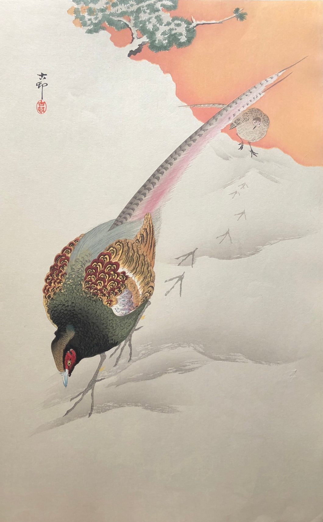 【真作保証】小原古邨　雪中の雉　在庫はお問い合わせください