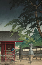 画像をギャラリービューアに読み込む, 【真作保証】川瀬巴水　春雨(護国寺)　
