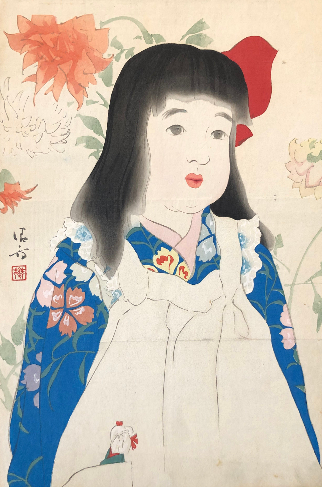 【真作保証】鏑木清方　渦巻　中