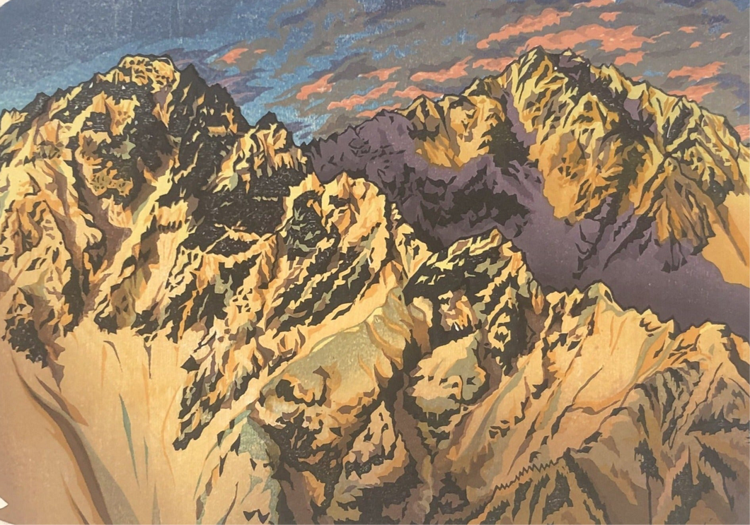 【真作保証】杉山修　穂高黎明　蝶ヶ岳より　