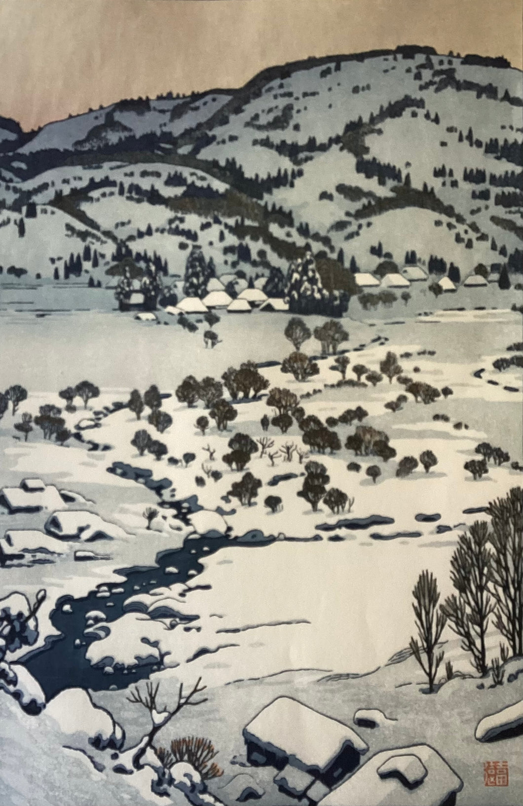 【真作保証】吉田遠志　雪国　