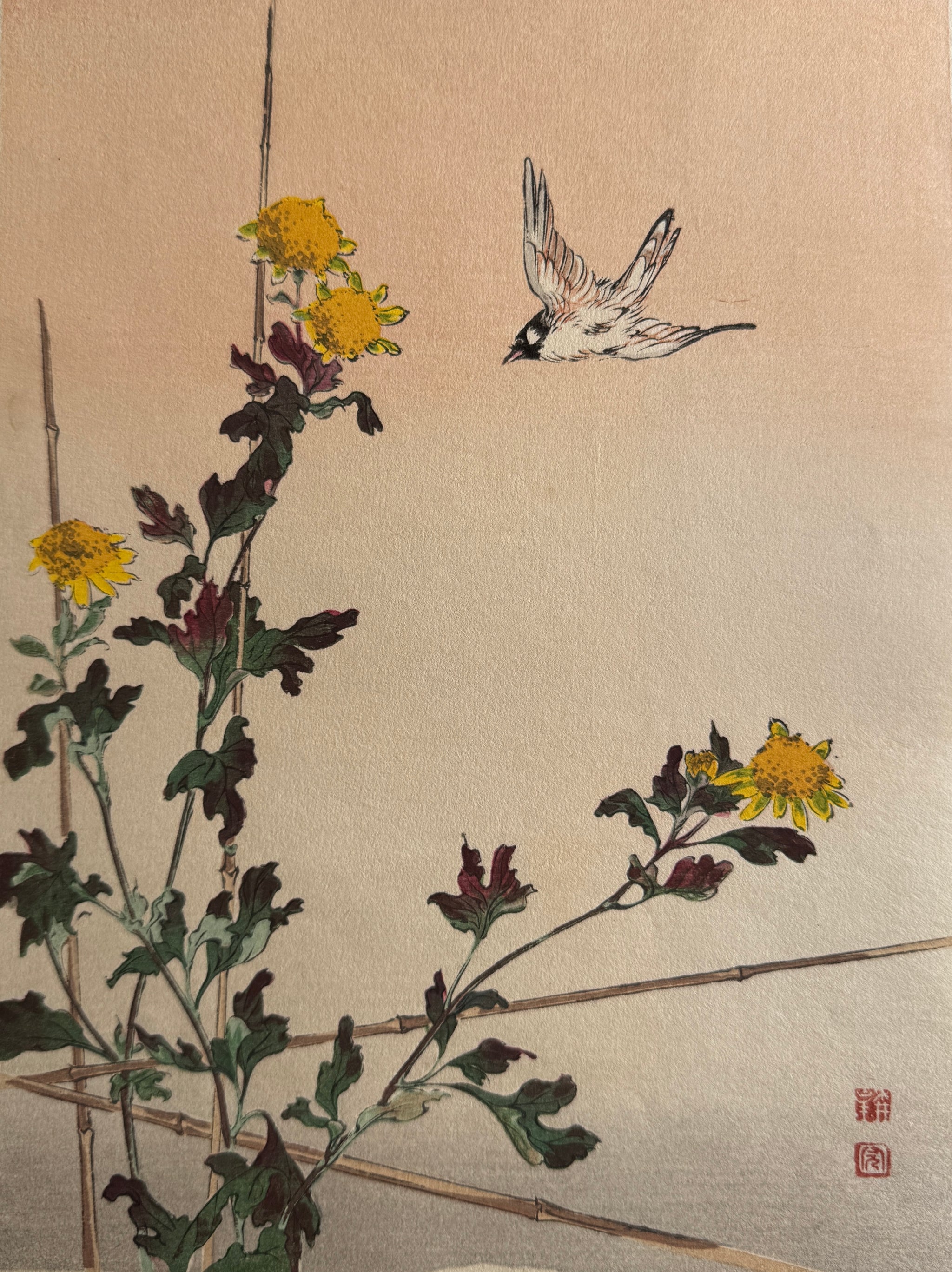 真作保証】庄田耕峯 木版画 手摺り 影絵 花鳥画 風景画 明治画家 古邨