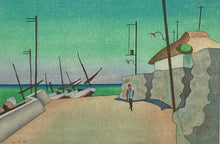 画像をギャラリービューアに読み込む, 【真作保証】牛島憲之　伊豆の漁村
