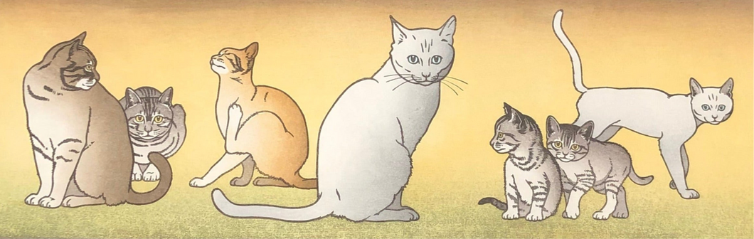 【真作保証】吉田司　七匹の猫　seven cats　直筆サイン入り