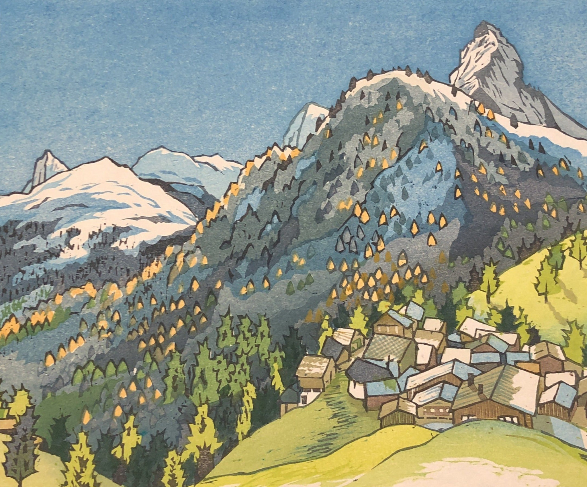 版画 村はずれの教会 グリンデルワルド 杉山修 No.211 版画 村はずれの 版画 村はずれの教会 グリンデルワルド 杉山修 No.211 版画 村はずれの