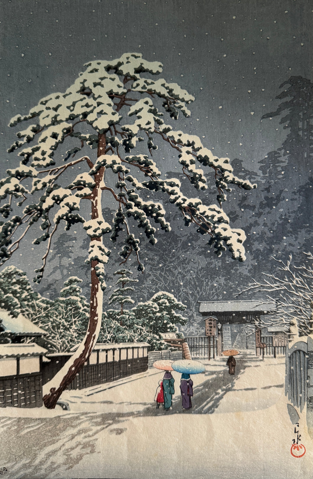 【Genuine guarantee】Kawase Hasui　Honmon Temple Ikegami 1931　