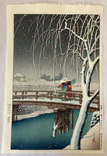 画像をギャラリービューアに読み込む, 【真作保証】川瀬巴水　暮るる雪（江戸川）
