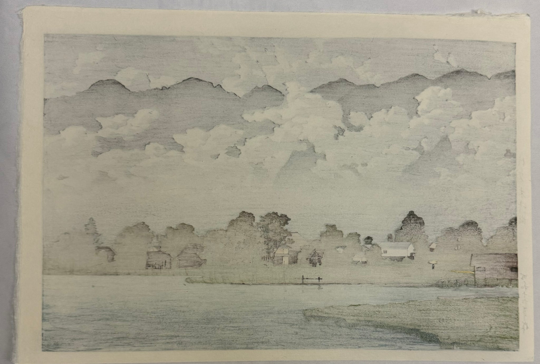 真作保証】川瀬巴水 信州木崎湖 Kawase Hasui Lake kizaki