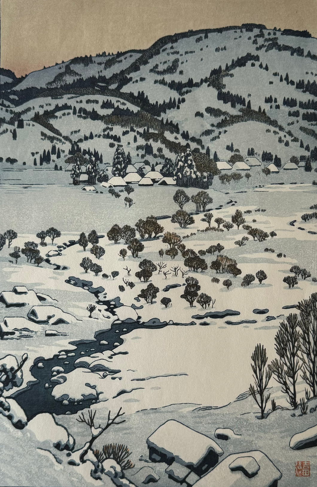 【真作保証】吉田遠志　雪国　　