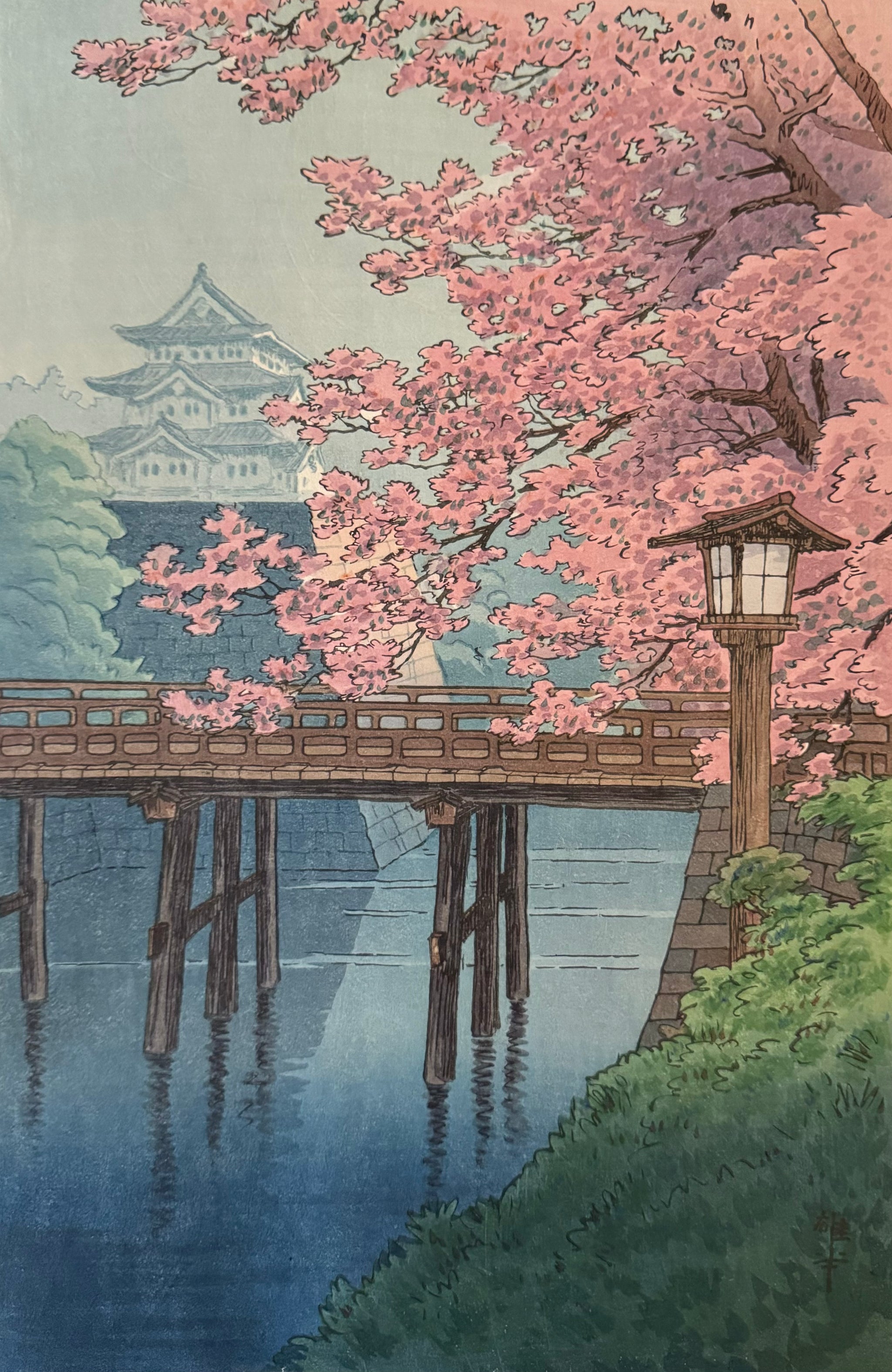 『1年保証』 油絵浮御堂の春 絵画