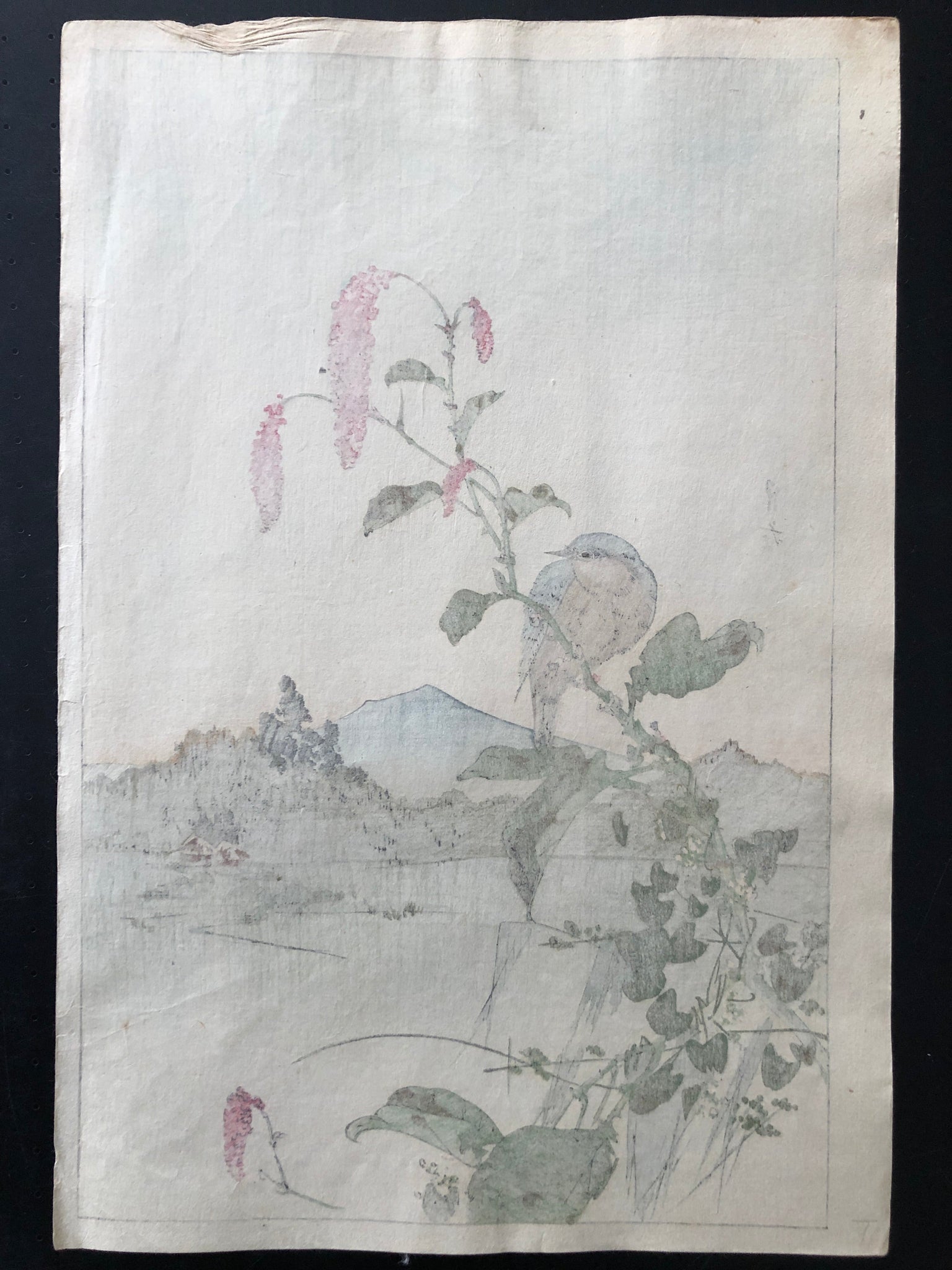 １２【真作保証】吉本月荘 花鳥画 Yoshimoto Gesso woodblock