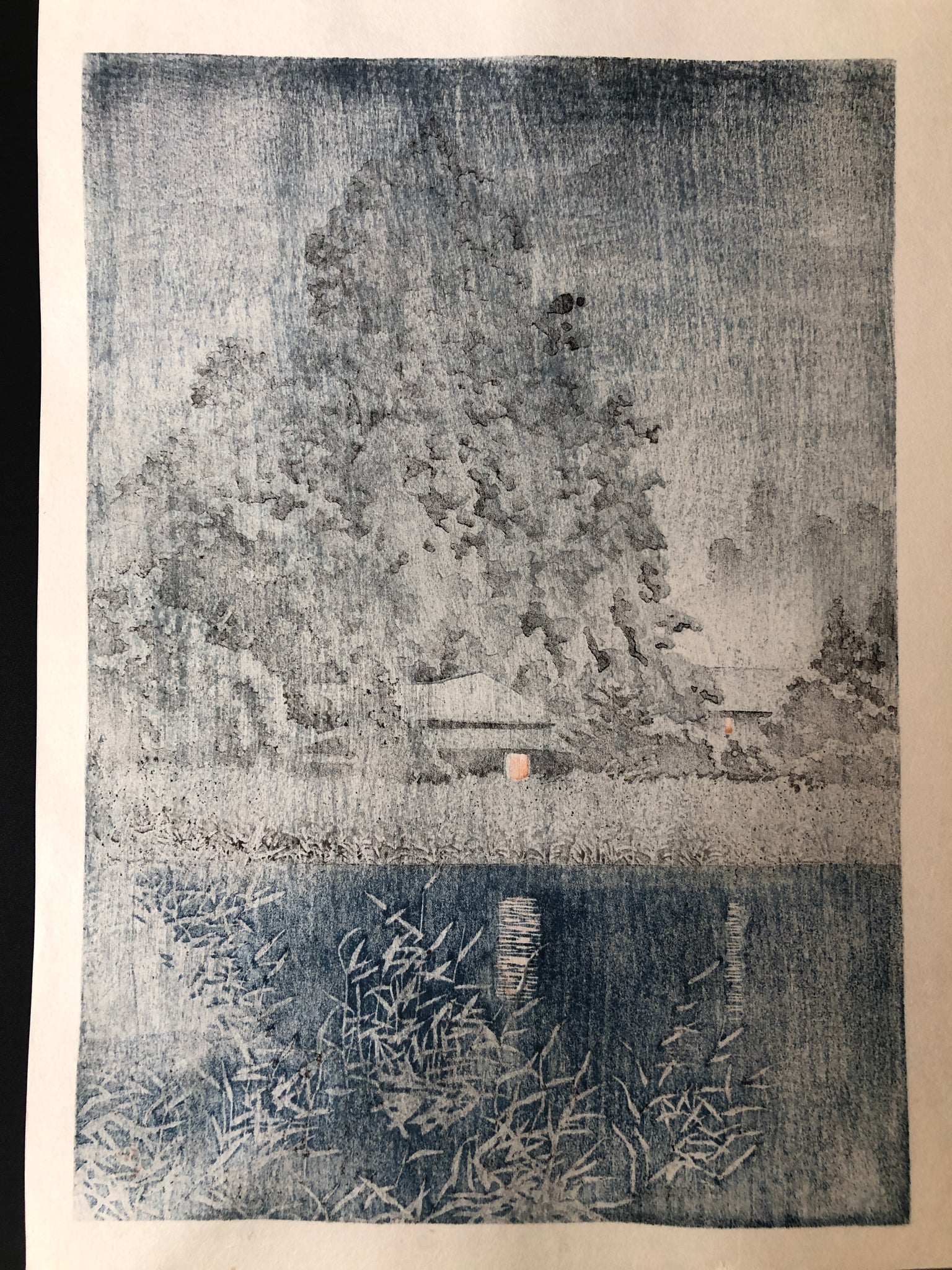 真作保証】川瀬巴水 雨の大宮 昭和五年 １９３０ 木版画 新版画 Kawase