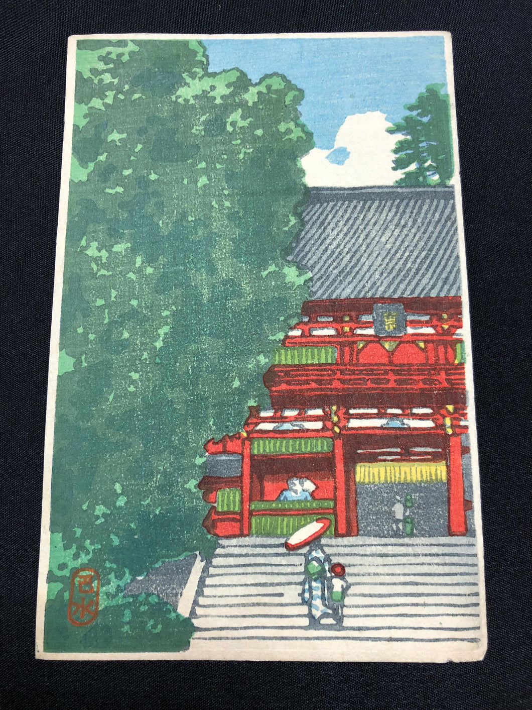 【真作保証】川瀬巴水　鶴岡八幡宮　鎌倉 　小判